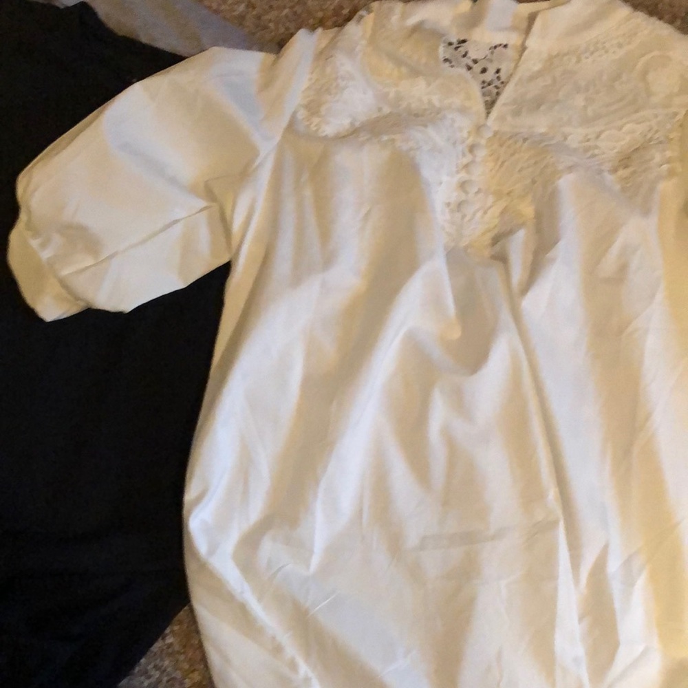 Fancy white shirt with lace collar with button down